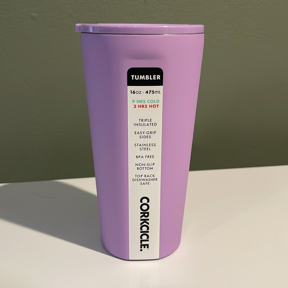 NEW- Corkcicle 16oz triple insulated lavender colored tumbler NWT - Picture 2 of 8
